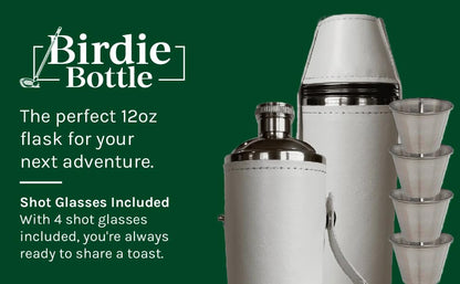 White 12 oz Flask with 4 Shot Glasses – Stainless Steel with Waterproof Leather Case, Leakproof, Great Gift Idea, Reusable, Travel-Size - color: White, size: 12oz Standard