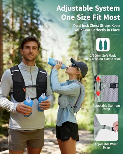 ECOHUB Running Hydration Vest Backpack with 2*500ML Soft Flask