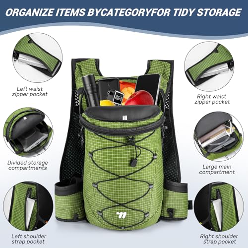 Lightweight Hydration Backpack with 2L Water Bladder Running Hydration Vest Backpack Specialized Hydration Pack for Cycling, Hiking, and Mountaineering - color: light green