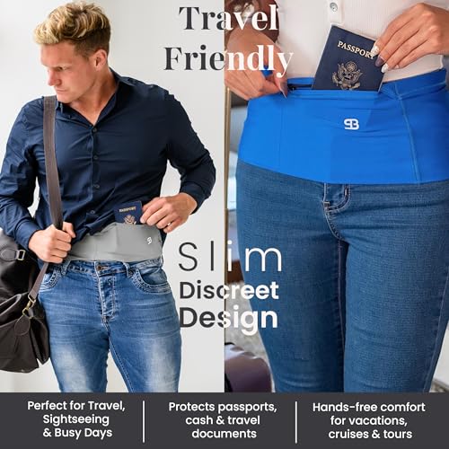 StashBandz Running Belt, Fanny Pack, & Money Belt, 4-Pocket Phone Holder - color: Red, size: Small