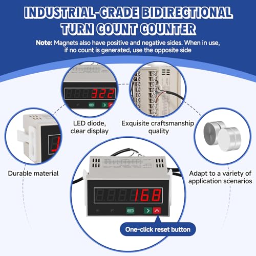 JIAWANSHUN Bidirectional LED Digital Counter, Copper Sensor with Alarm 110V