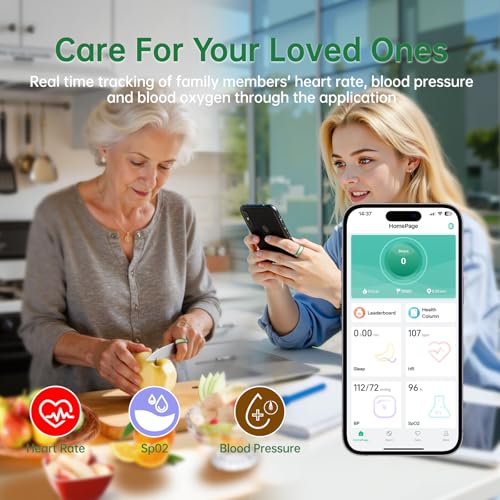 Smart Ring for Women & Men, Health Tracker Ring, Fitness Tracker Ring - color: Green, size: 10#