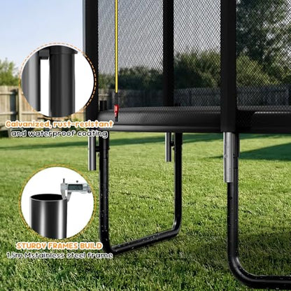 Trampoline Outdoor 8FT 10FT 14FT, Recreational Trampolines with Enclosure and Ladder, Anti-Rust Trampolines for Kids and Adults, ASTM Approval - size: 8FT