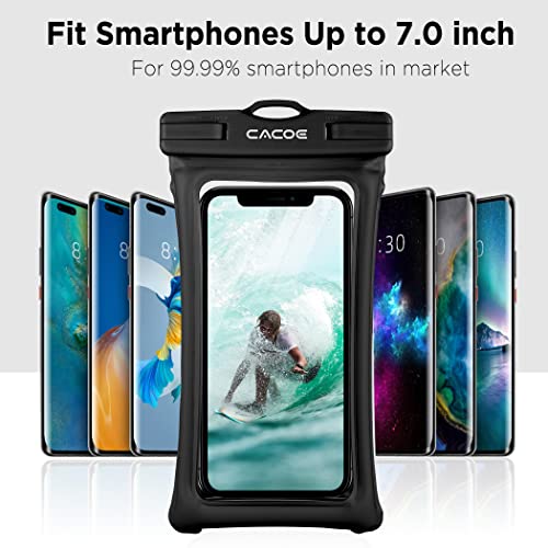CACOE Floatable Waterproof Phone Pouch 2 Pack Up to 7.0",Black+Black - color: Black+Black