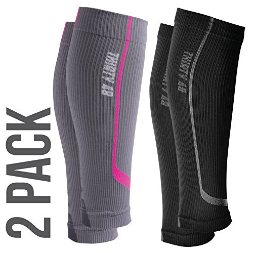 Graduated Compression Sleeves by Thirty48 Cp Series ,2 Pk F.Pink/Gray - Black/Gray ,Medium - color: [2 Pairs] Black & Fpink, size: Medium