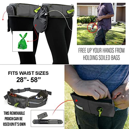 TAKSIN The Ultimate Hands Free Two Dogs Double Leash System for Walking Running Hiking Training, Reflective Bungee Leash, Treat Holder, Poop Bag Dispenser Small Medium Large Dogs (Grey Deluxe Pack) - color: Grey, size: Two Dogs
