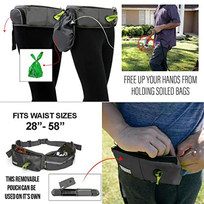 TAKSIN The Ultimate Hands Free Two Dogs Double Leash System for Walking Running Hiking Training, Reflective Bungee Leash, Treat Holder, Poop Bag Dispenser Small Medium Large Dogs (Grey Deluxe Pack) - color: Grey, size: Two Dogs