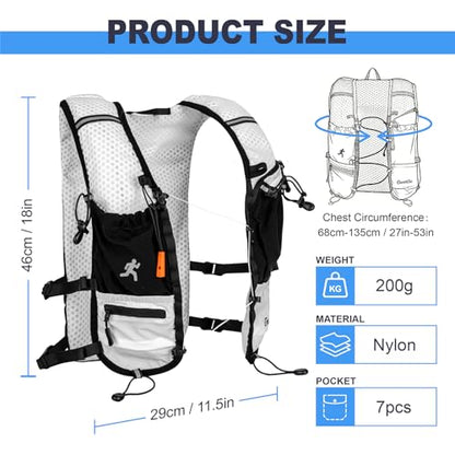 Running Vest with Adjustable Chest Straps for Women Men Hydration Vest for Marathon Jogging Hiking Cycling - size: White, style: Only Running Vest