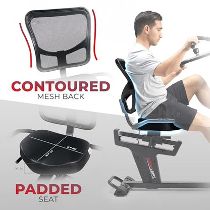 Sunny Health & Fitness Elite Recumbent Cross Trainer & Elliptical Machine with Arm Exercisers for Home Arm/Leg Training, Easy Adjust Seat & Mesh Backrest, Free SunnyFit App Bluetooth Connectivity
