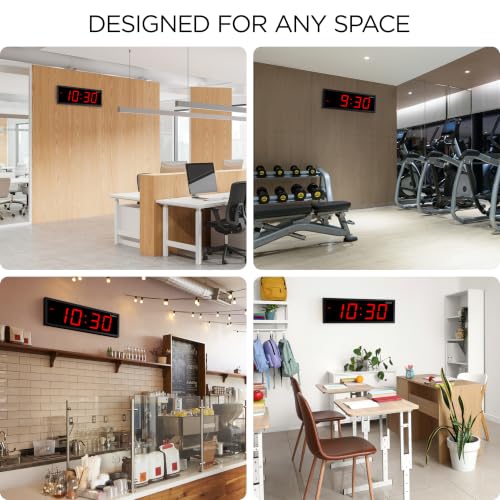 Ivation Large Digital Wall Clock with Big LED Display & Timer, 24" - color: Red, size: 24" x 8"