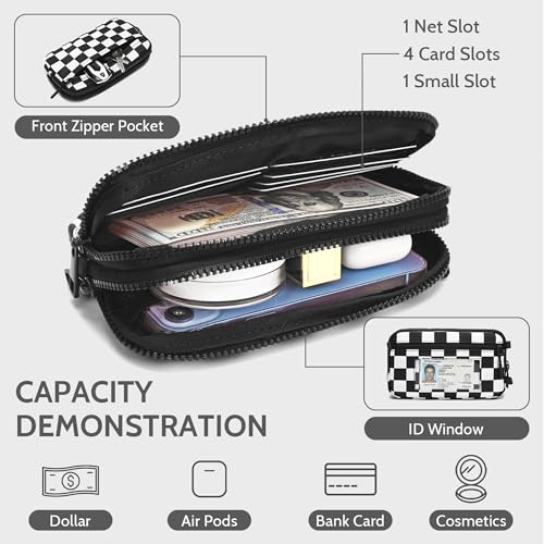 FODOKO Wristlet wallets for Women RFID crossbody bags with 4 Zippers - color: Black