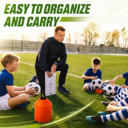 200 Pack Soccer Agility Cones with 2 Holders & 2 Mesh Bags