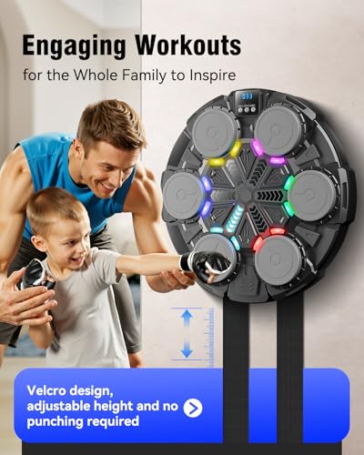 Music Punching Machine, Boxing Trainer with Rhythm Lights - color: Black