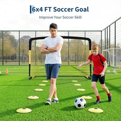 6x4 ft Soccer Goal Set with 2-Pack Portable Pop-Up Soccer Nets
