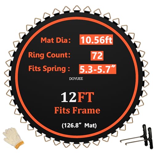 Trampoline Mat，10.56ft/126.8in Diameter Mat with 72 Rings,Fits 12FT Trampoline Frame Use 5.3"-5.7" Springs,Spring and Frame not Included