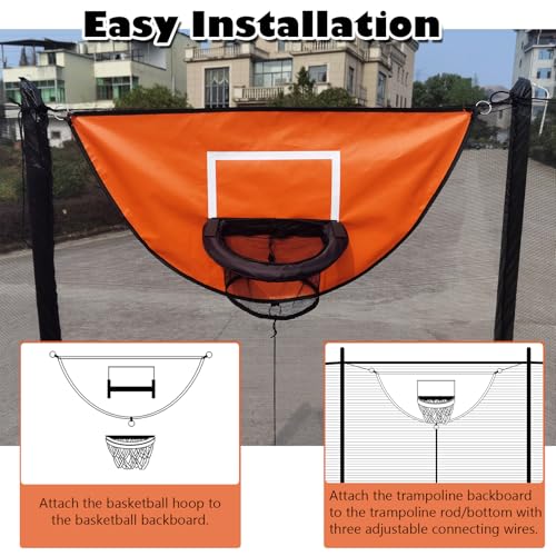 Trampoline Basketball Hoop, with Pump and 4 Mini Balls, Easy to Install, Universal Trampoline Accessories, Trampolines Basketball for Dunking - color: Orange