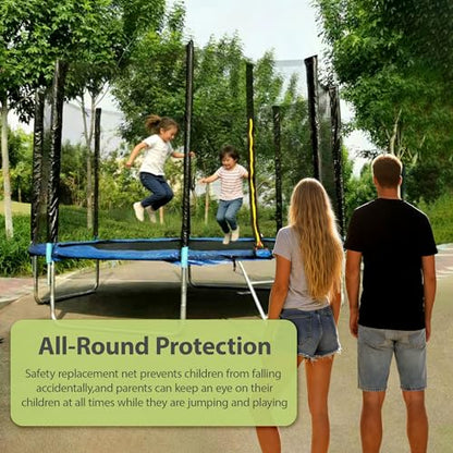 Trampoline Net Replacement 8/10/12/14/16FT Safety Enclosure Nets - size: 12FT 8Poles