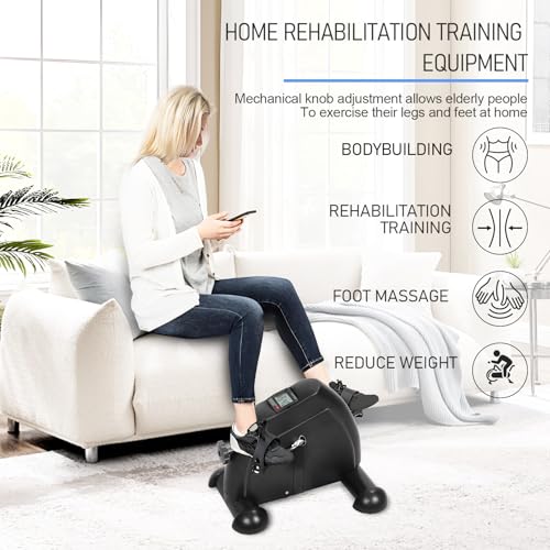 Pedal Exerciser Bike with Digital LCD Display Adjustable Resistance, Easy Assembly 100kg Load Capacity Desk Pedal Bike Elderly Home Pedal Exercise Bike Arm Leg Peddler Machine