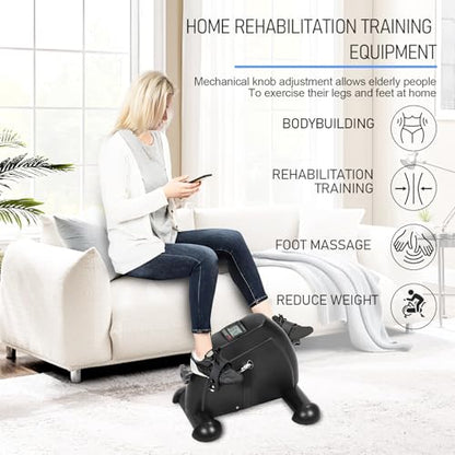 Pedal Exerciser Bike with Digital LCD Display Adjustable Resistance, Easy Assembly 100kg Load Capacity Desk Pedal Bike Elderly Home Pedal Exercise Bike Arm Leg Peddler Machine