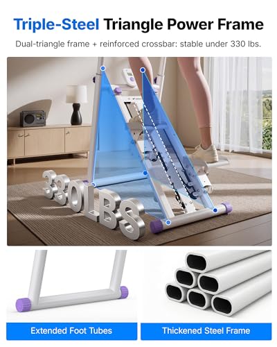 MERACH Stair Stepper with Adjustable Resistance, Foldable Stair Climber - color: White & Purple