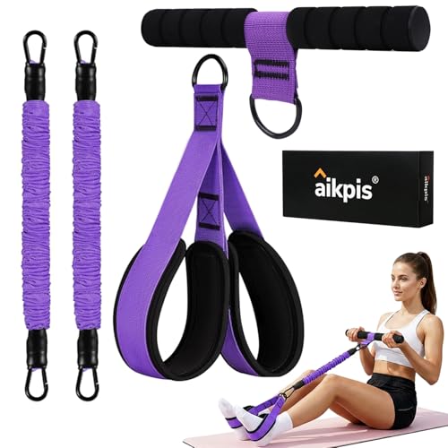 Pedal Resistance Band with Handle, Upgraded Tube Exercise Bands - color: Purple