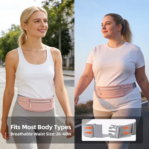 Slim Running Belt for Women Men,Phone Holder Waist Pack,Runners Fanny Pack - color: LIGHT PINK