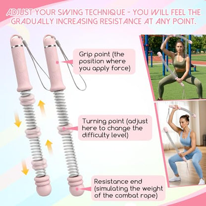 2 Pcs Adjustable Ropeless Battle Ropes for Home Gym