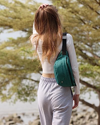 WATERFLY Running Belt Fanny Pack: Runner Marathon Jogging Waist Pack Sport Workout Exercise Fitness Phone Holder Belt for Men Women Jogger Slim Waistband Black - color: Dark Green