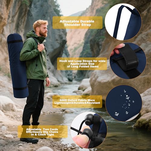 Heavy Duty 600D Oxford Camping Replacement Bag Extra Wide Opening & Adjustable Straps for Camping Chairs,Yoga Mats, Art Easels, Umbrellas, Folding Tables (1Pack, Dark Blue, XL) - color: Dark Blue