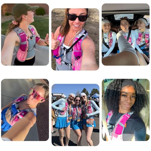 Azarxis Hydration Running Vest Backpack Pack 5L 5.5L for Women and Men Jogging Trail Race Marathon Cycling Hiking - color: Rose Red