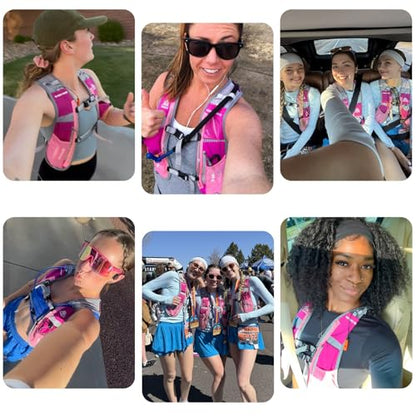 Azarxis Hydration Running Vest Backpack Pack 5L 5.5L for Women and Men Jogging Trail Race Marathon Cycling Hiking - color: Rose Red