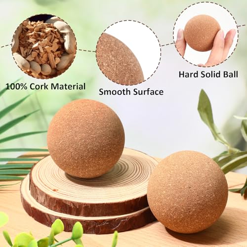 Seenelling 100 Pcs Cork Massage Ball 2 Inch Solid Hard Myofascial Release Yoga Ball for Back Foot Neck Pain Therapy Portable Tissue Muscle Release Tool for Home Office Travel - size: 2 inches