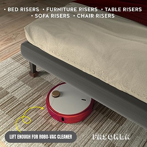 FASONLA Bed Risers (Set of 4) - Oak Solid Wood Furniture Risers Lifts Height 2" with Non-Slip Recessed Hole (4pcs-2" Hight-Walnut Color) - color: 4pcs-2" Hight-walnut Color