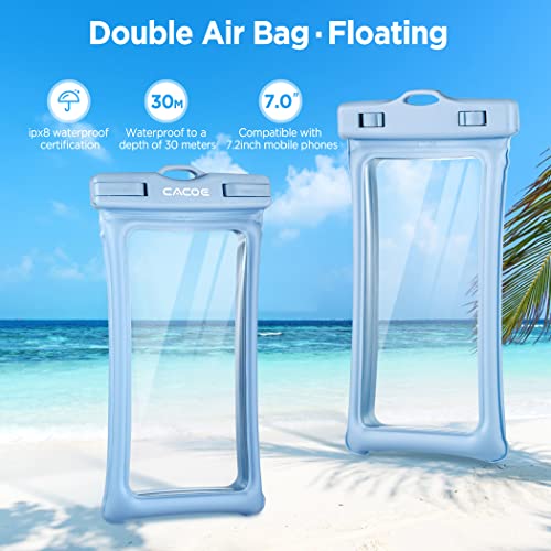 CACOE Floatable Waterproof Phone Pouch 2 Pack Up to 7.0",Black+Light Blue - color: Black+Light Blue