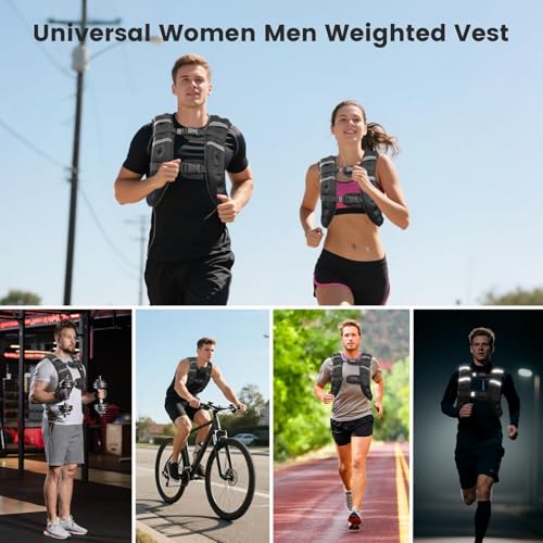 Wolliwa 6lb/8lb/12lb/16lb/20Lb Weighted Vest Woman Men - color: Black, size: 25 Lbs