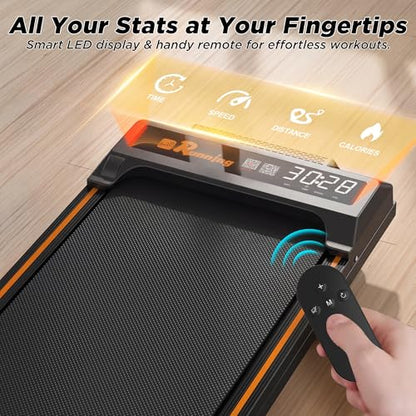 FYC Walking Pad with Incline for Home & Office - Under Desk Walking Pad Treadmill, Portable Walking Machine with Remote Control, LED Display, 300LBS Capacity, 2.5HP Quiet Motor - color: black