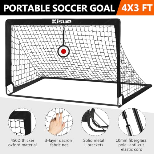 Soccer Goal, Kids Soccer Goals for Backyard Set of 2, Pop Up Soccer Net - color: Black, size: 6X4 FT