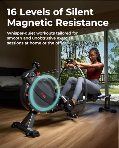 Sunny Health & Fitness Smart 360° Dual-Function Magnetic Rowing Machine, Full-Motion Workout with 51-Inch Extended Rail, Total-Body Training for Home, Free SunnyFit APP Connection