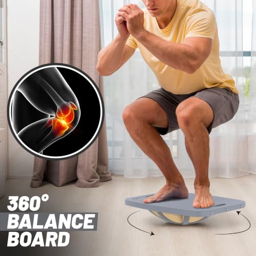 Advanced Wood Balance Board, Table Balance Board, Office Swing Board, for Physical Therapy, Fast Fitness Training and Outdoor Sports Balance Training Device - color: Advanced wood grain gray
