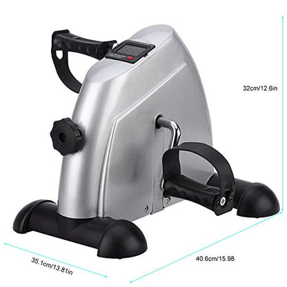 Mini Exercise Bike, himaly Under Desk Bike Pedal Exerciser Portable Foot Cycle Arm & Leg Peddler Machine with LCD Screen Displays - color: Sliver