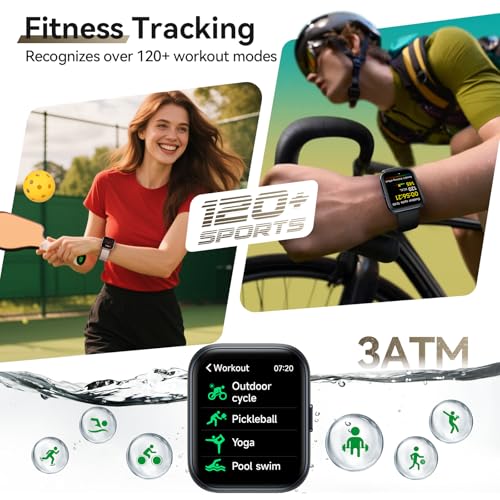 Smart Watches for Men (Android/iPhones), 120+ Sport Modes Fitness Tracker Watch with SpO2/Heart Rate Monitor, Steps/Sleep Tracker, 1.85" HD Smart Watch with Bluetooth Calls/Messages, 3ATM waterproof - color: Black