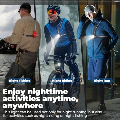 West Biking Night Running Lights, USB Rechargeable Chest Light with 90° Adjustable Beam Angle, 500 Lumens Waterproof Ultra Bright SafetyLamp with Reflective Straps for Runner