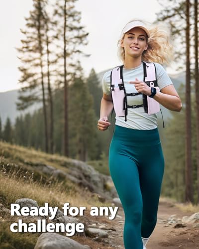 Running Hydration Vest for Women Men,Lightweight Breathable Hydration Pack with 500ml Soft Flask, Adjustable Chest Straps Reflective Backpack for Trail Running Marathon Race Jogging Cycling - color: Pink