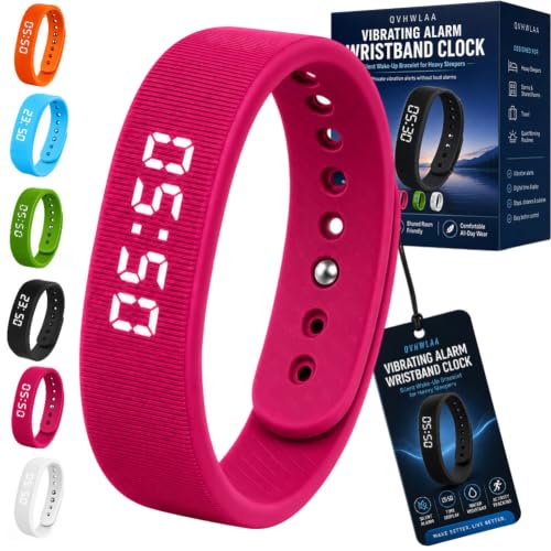Vibrating Alarm Wristband Clock, Mens Bracelet Smart Digital Watch for Heavy Sleepers, Waterproof Effective Couples Travel Silent Shock Alarm Wake up Wrist Bracelets for Men & Women(E,Standard) - color: E, size: Standard