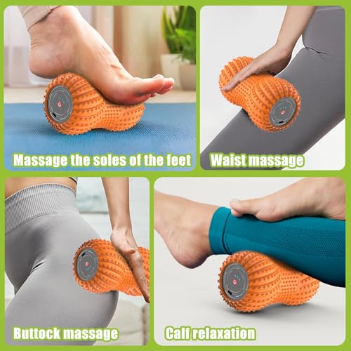 Portable Electric Muscle Massage Roller, 6 Vibration Levels for Deep Tissue Relief, Handheld Massager for Plantar Fasciitis, Neck, Back, Leg Pain, Rechargeable with Bluetooth Speaker(Gray) - color: Gray
