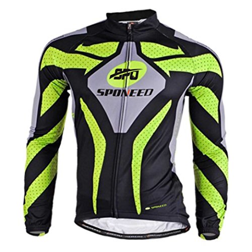 sponeed Men's Cycling Jersey Full Sleeve Riding Wear Long Sleeve T Shirts Pants - color: Green, size: Small