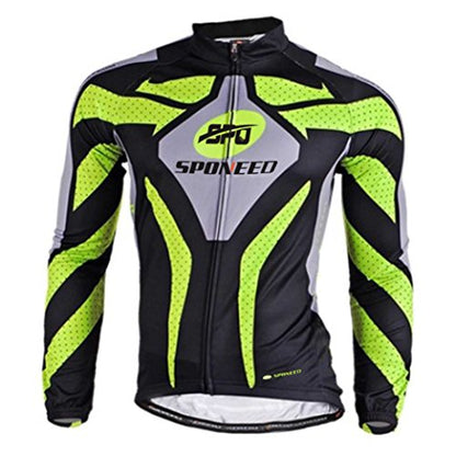 sponeed Men's Cycling Jersey Full Sleeve Riding Wear Long Sleeve T Shirts Pants - color: Green, size: Small