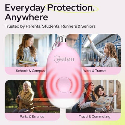 Personal Safety Alarm Keychain for Women, 130dB Siren, Rechargeable, 2 Pack - color: G - Pink&Blue