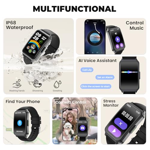 Fitness Tracker (Answer/Make Call)，Smart Watch 24/7 Heart Rate Spo2 Blood Oxygen Monitor Sleep Tracker, 120 Sports Modes Pedometer Calorie Step Tracker, Waterproof Activity Tracker for Women Men Black