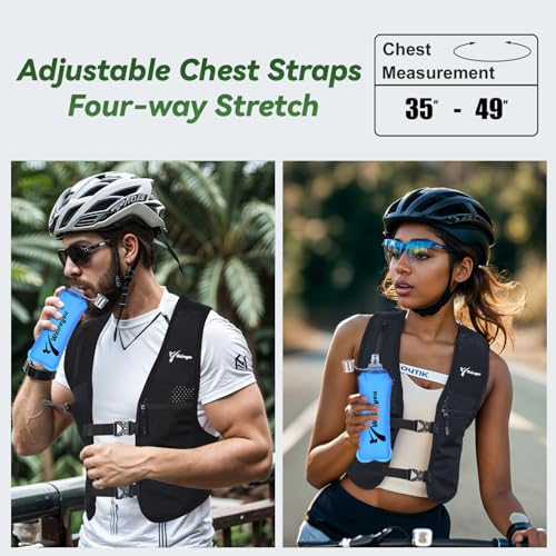 Running Vest for Women & Men, Adjustable Elasticated Sternum Straps Vest with 500ml Soft Flask, Fast and Free Reflective Running Vest, Designed for Running Marathon Trail Race Jogging Cycling - size: Large